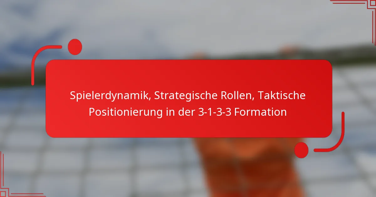 Spielerdynamik, Strategische Rollen, Taktische Positionierung in der 3-1-3-3 Formation