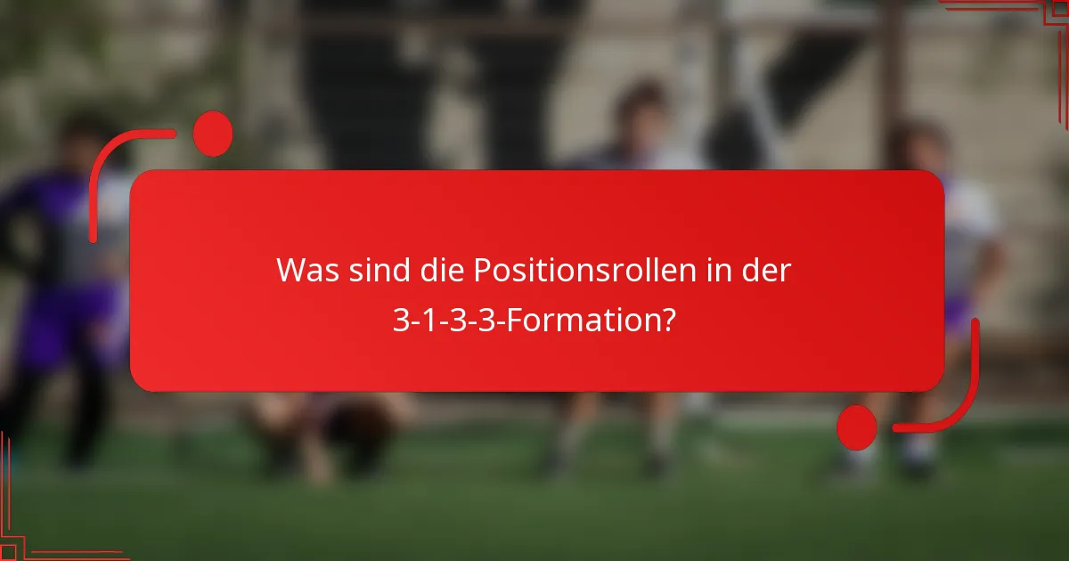 Was sind die Positionsrollen in der 3-1-3-3-Formation?