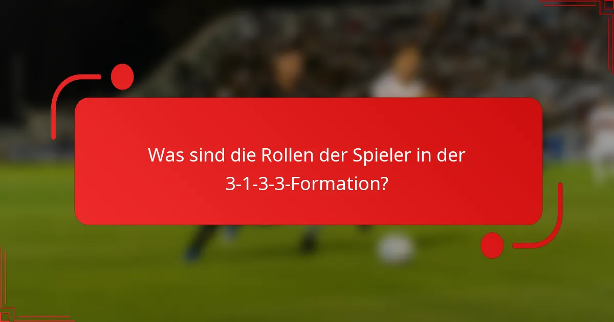 Was sind die Rollen der Spieler in der 3-1-3-3-Formation?