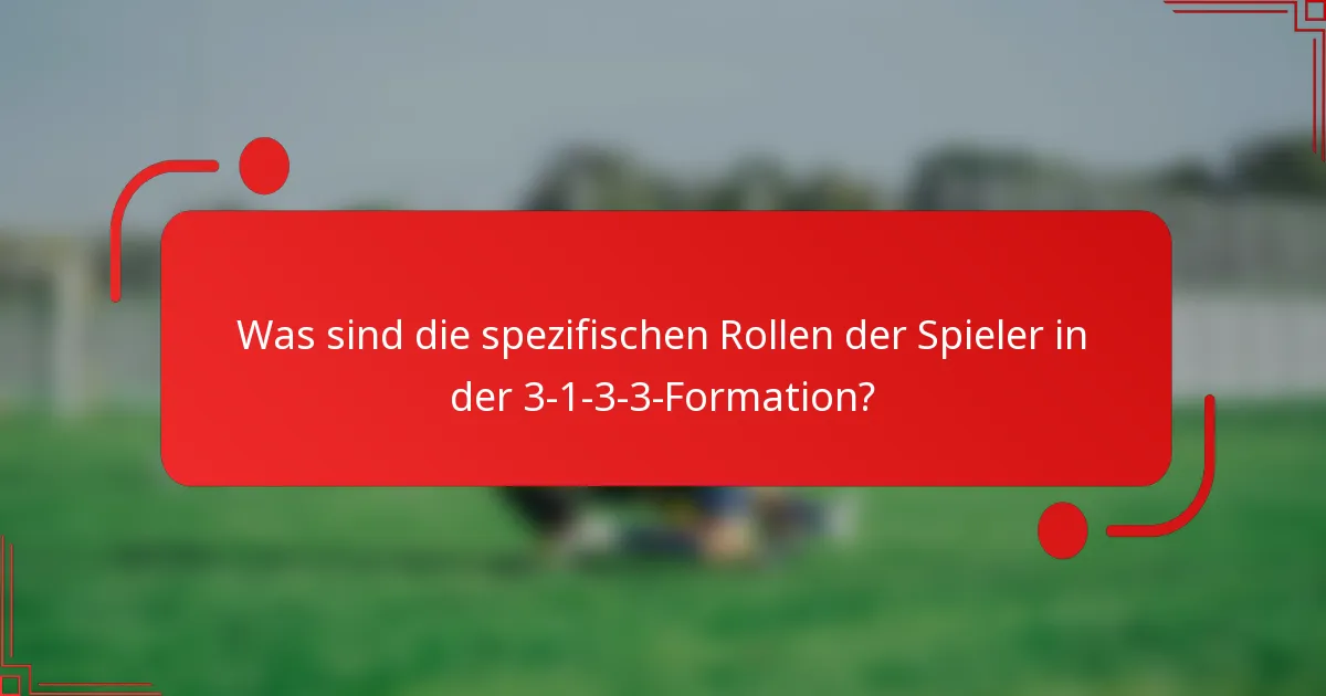 Was sind die spezifischen Rollen der Spieler in der 3-1-3-3-Formation?