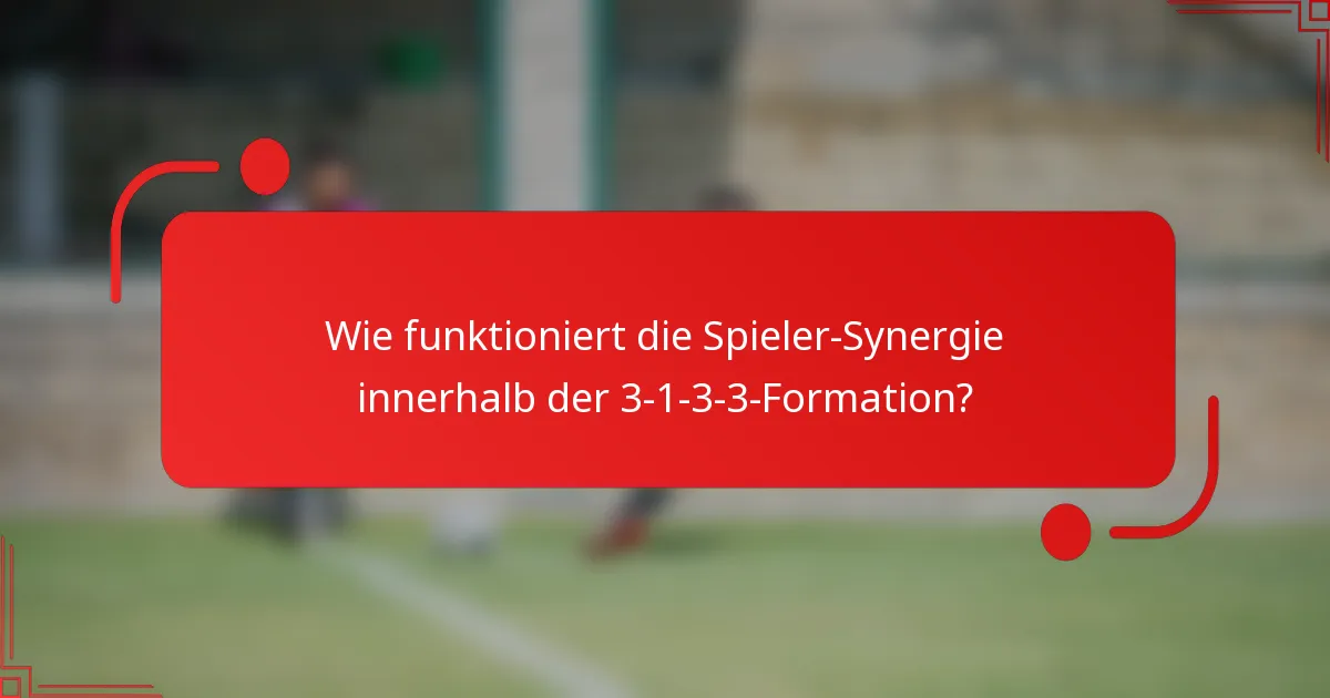 Wie funktioniert die Spieler-Synergie innerhalb der 3-1-3-3-Formation?